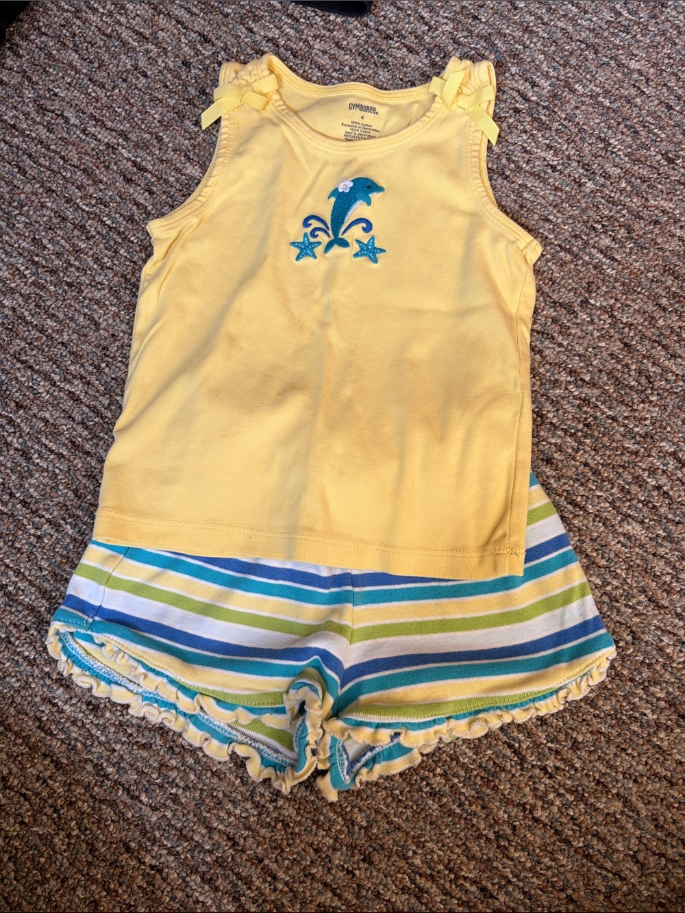 Gymboree Yellow Tank and Striped Shorts Set